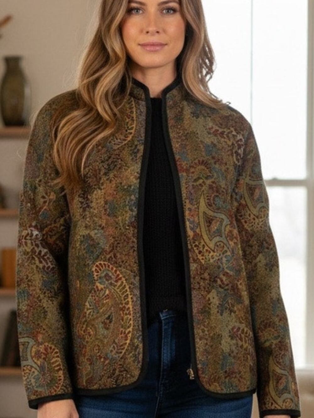Vintage brocade tapestry woven paisley jacket